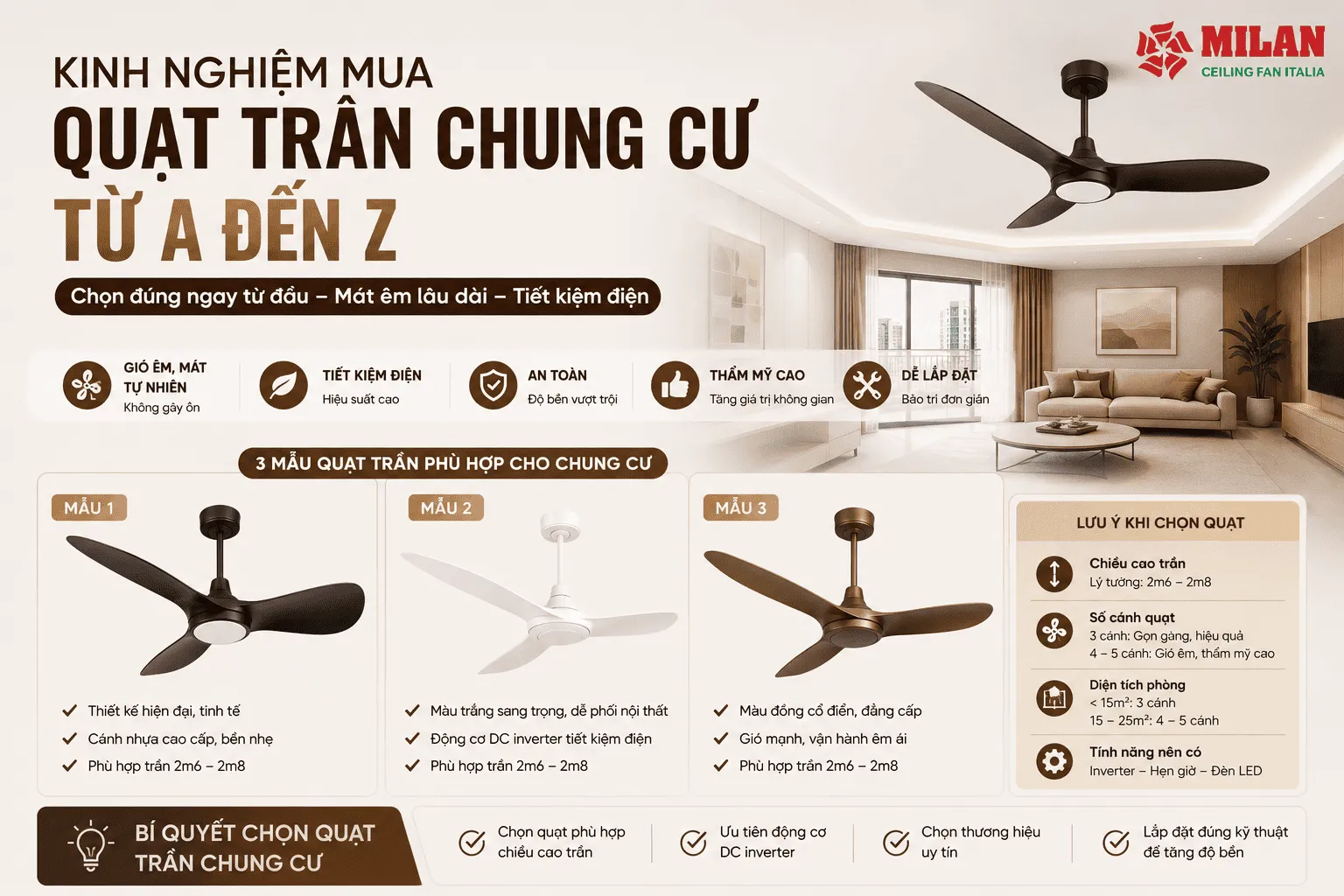 quạt trần chung cư, căn hộ